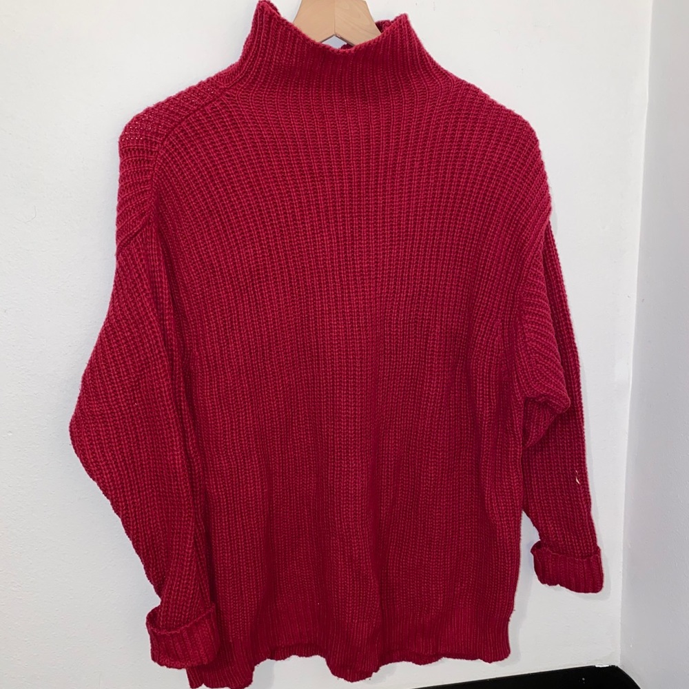 red high neck sweater